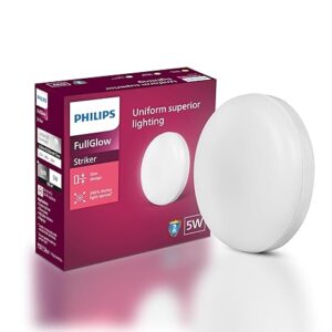PHILIPS polycarbonate Rimless Full Glow 5-watt Round LED Surface Downlighter|Striker Surface Under Cabinet LED Light for Decoration|Natural White, Pack of 1
