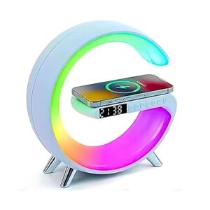 Drumstone 𝟏𝟓 𝐘𝐄𝐀𝐑𝐒 𝐖𝐀𝐑𝐑𝐀𝐍𝐓𝐘 Mini Wireless Charger Lamp - LED Atmosphere Light, Bluetooth Speaker, Dimmable Night Lamp, Alarm Clock with Music, 10 Light Modes for Bedroom & Home Décor